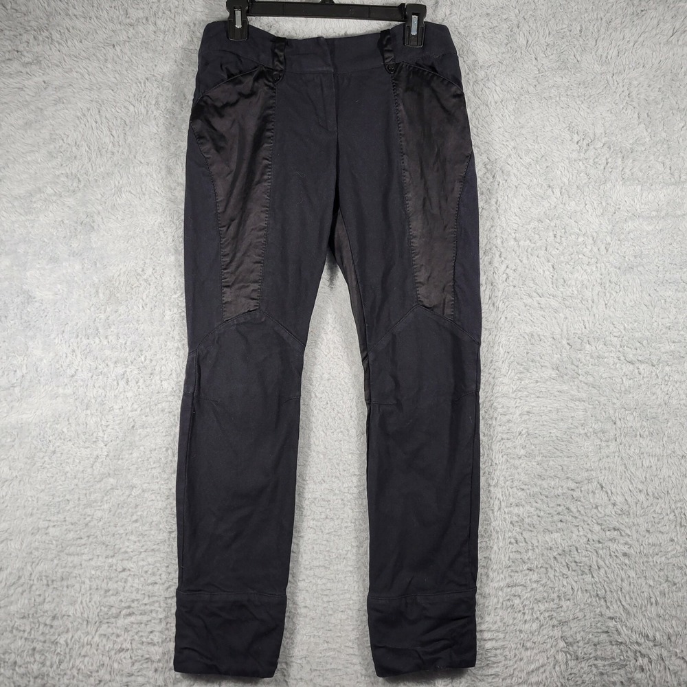 MANGO SUIT Women Black Cotton Blend Fitted Pants Trousers Size 6